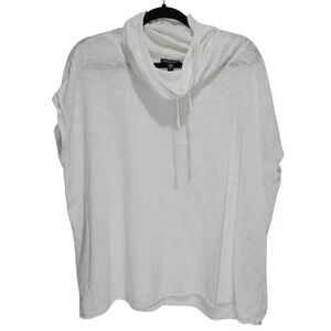 Eileen Fisher White Lightweight Cowl Neck Pullover